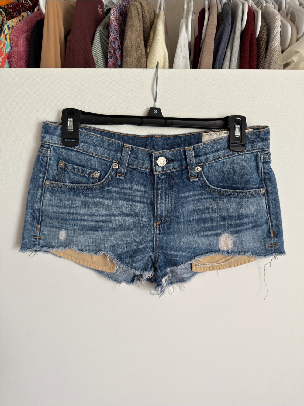 rag & bone Frayed Hem Denim Blue Jean Shorts Size 25